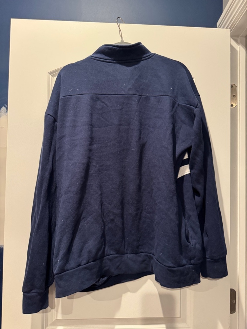 Disney Cruise Line Navy Half-Zip Sweater with White Stripes and logo with pocket - Picture 7 of 7